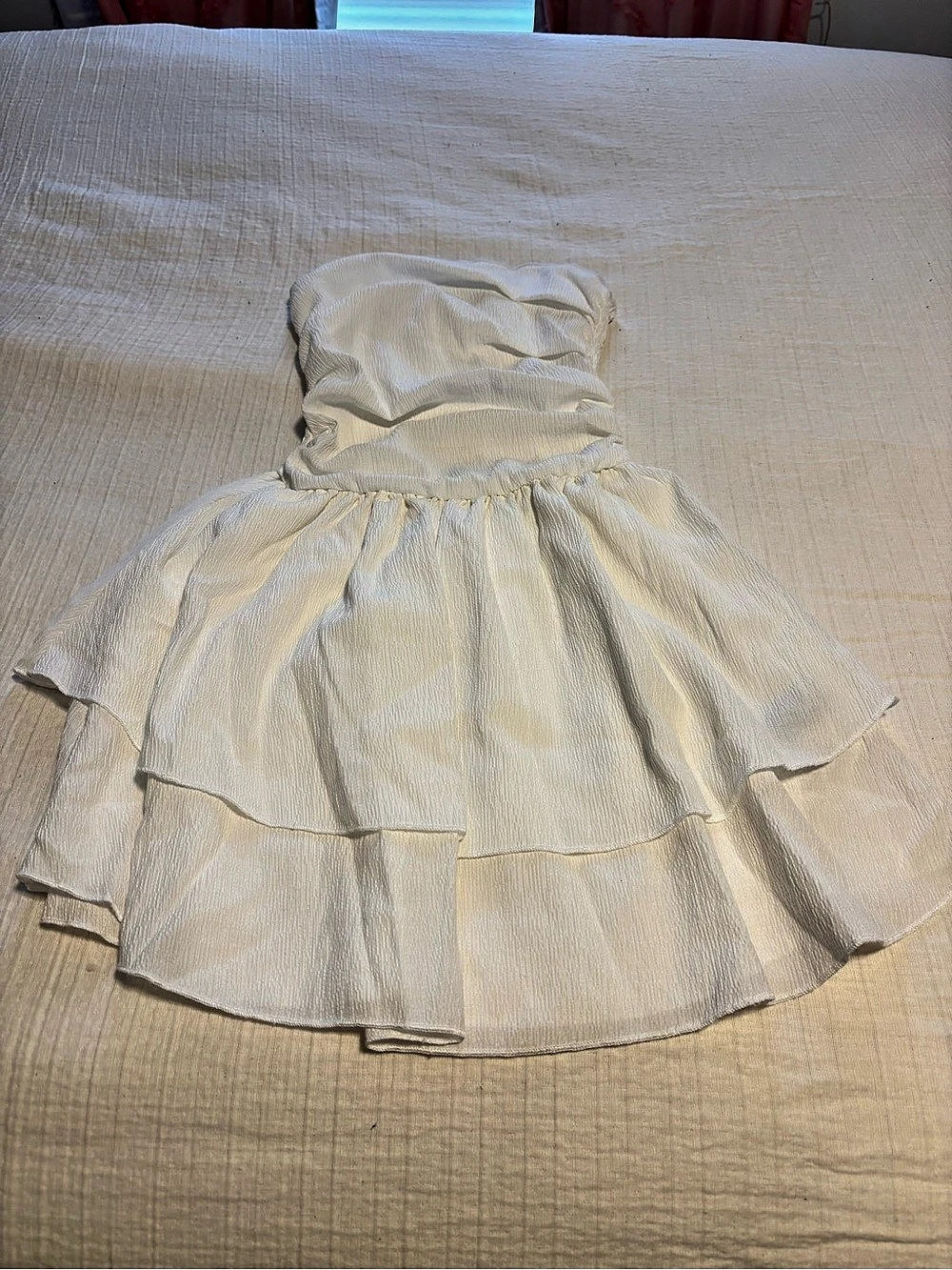 CIDER Smocked Tiered Dress in White Size XXS Like New